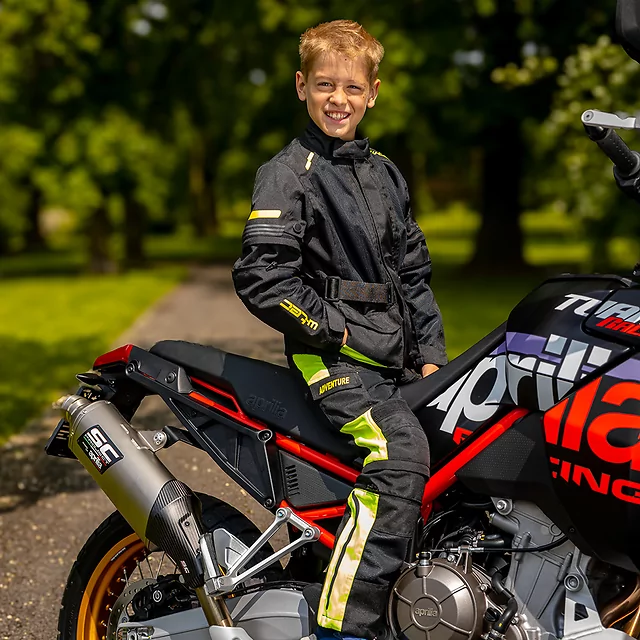 W-TEC Pinapoco Kinder Motorradhosen zum Mitwachsen - schwarz-fluo