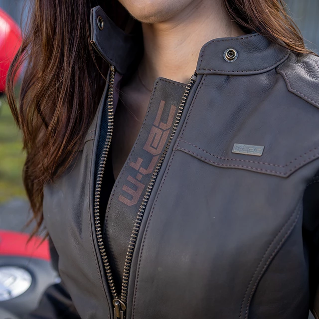 W-TEC Kaika Damen Motorrad Lederjacke - braun