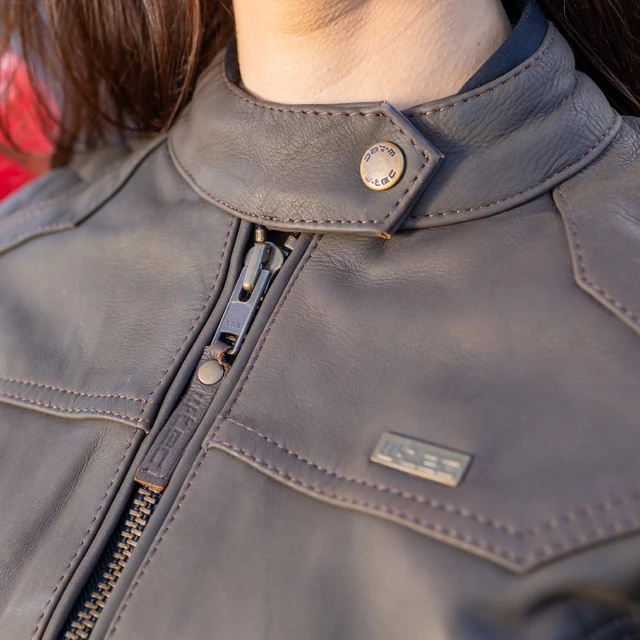 W-TEC Kaika Damen Motorrad Lederjacke - braun