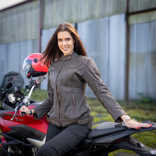 W-TEC Kaika Damen Motorrad Lederjacke - braun