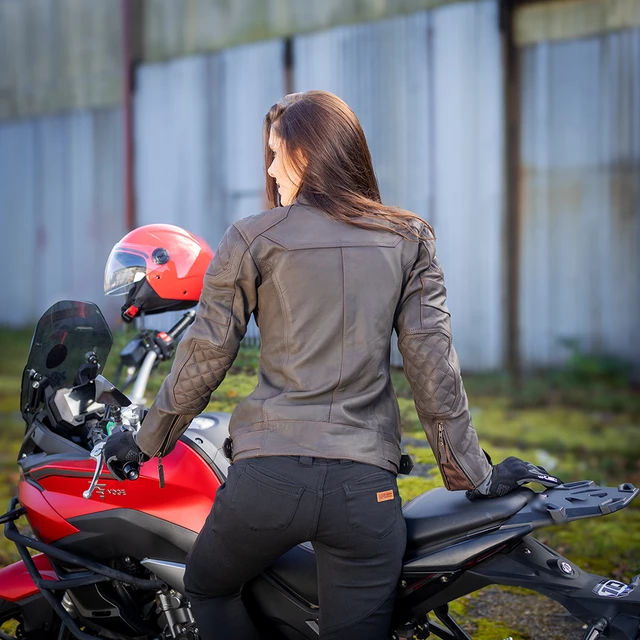 W-TEC Kaika Damen Motorrad Lederjacke - braun