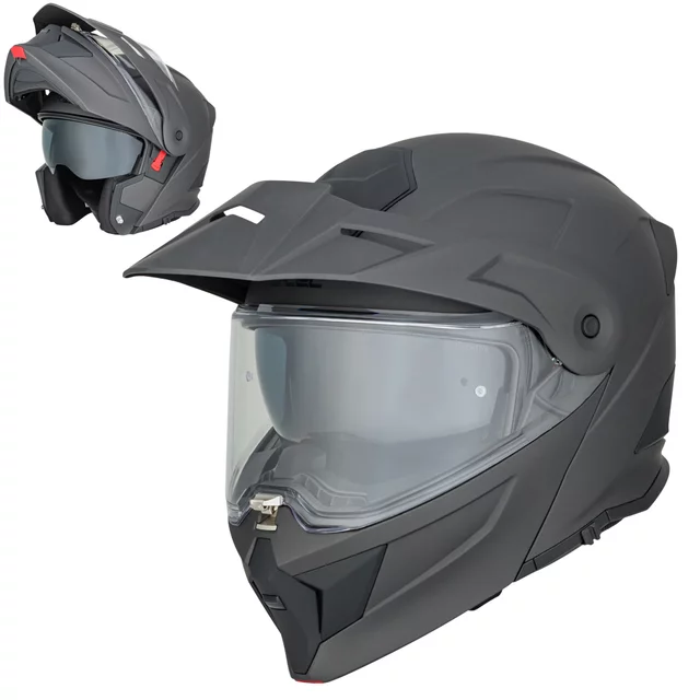 W-TEC Neovu 3in1 klappbarer Motorradhelm - grau - grau