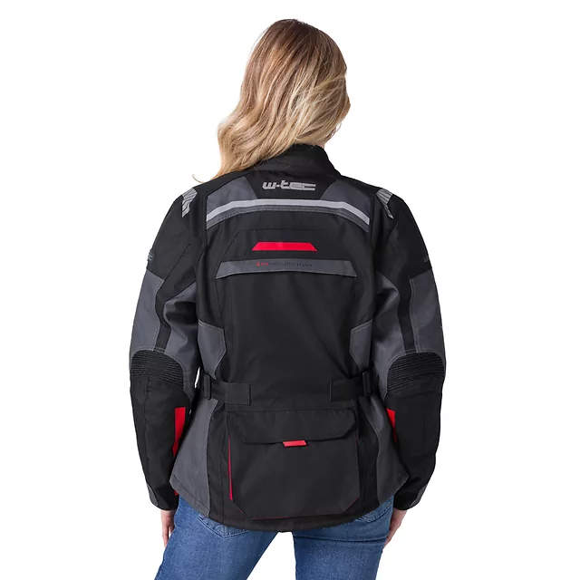 W-TEC Radana Damen-Motorradjacke - schwarz-grau-rot