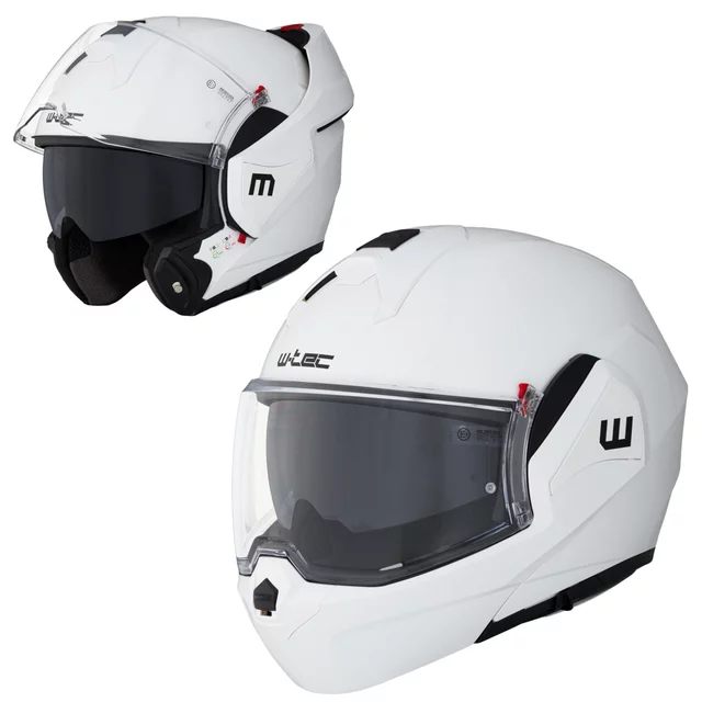 W-TEC Sabron P/J Klapphelm - Black Matt - Pearl Weiss