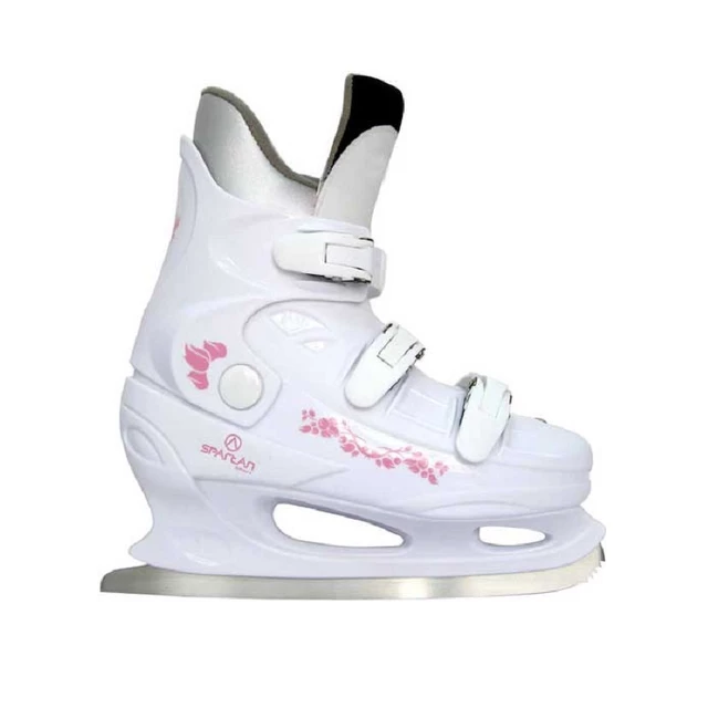 Spartan Lady Winterschlittschuhe - weiß-rosa - weiß mit Blumen