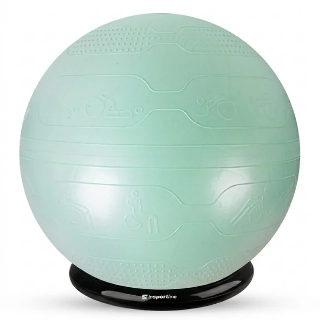 Gymnastikball inSPORTline Stretch Ball 75 cm mit BallBase - mocha mousse - mint