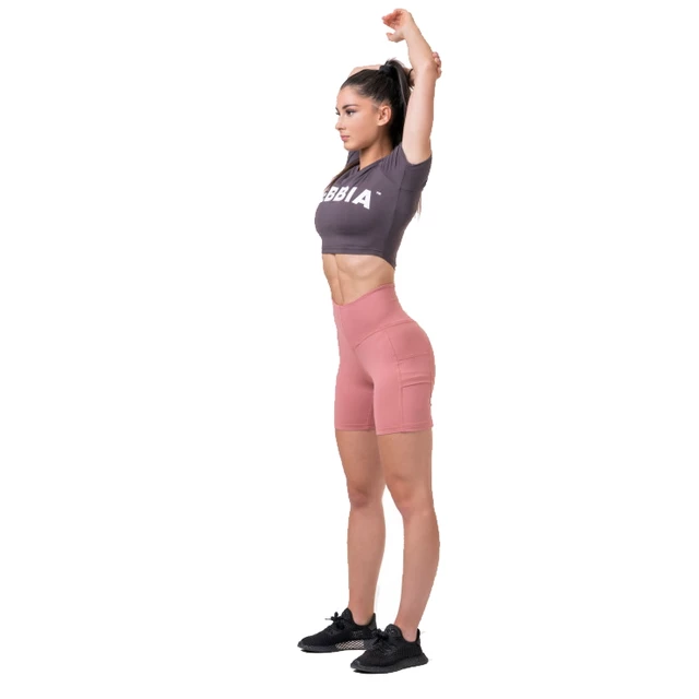 Nebbia Sporty Hero 584 Damen Crop Top mit kurzen Ärmeln - Alte Rosse