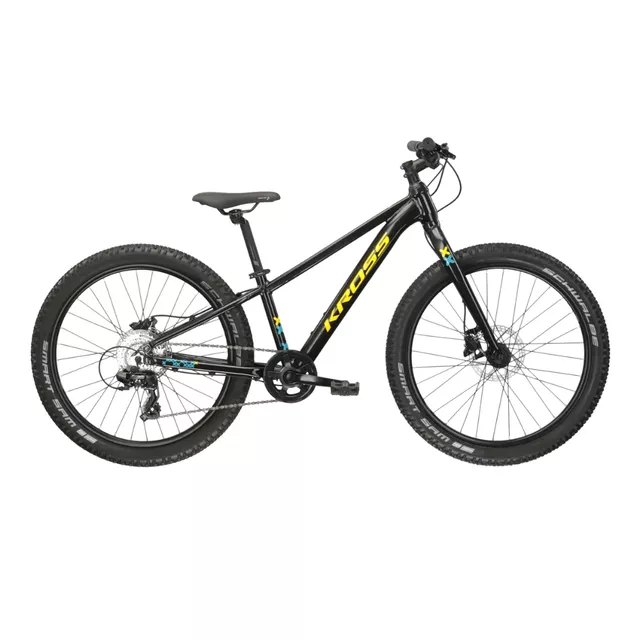 Jugendfahrrad Kross LEVEL JR 2.0 24" Gen 007 - bílá / černá / lesk - černá / žlutá / lesk