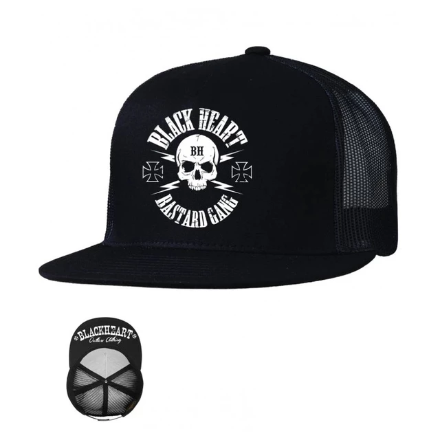 Kappe BLACK HEART Bastard Totenkopf Trucker - schwarz