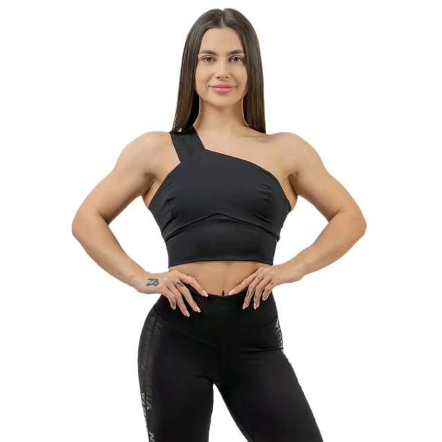 Damen Sport-BH mit hohem Halt Nebbia INTENSE Asymmetrisch 841 - schwarz - schwarz