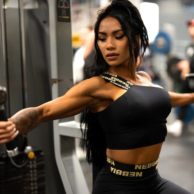 Damen Sport-BH mit hohem Halt Nebbia INTENSE Asymmetrisch 841 - schwarz