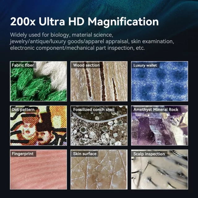 Apexel 200x Smartphone-Mikroskopobjektiv mit LED- und UV-Licht