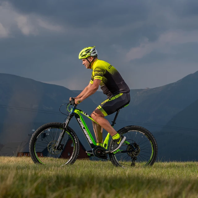 Crussis Radtrikot mit kurzen Ärmeln - schwarz-fluo gelb