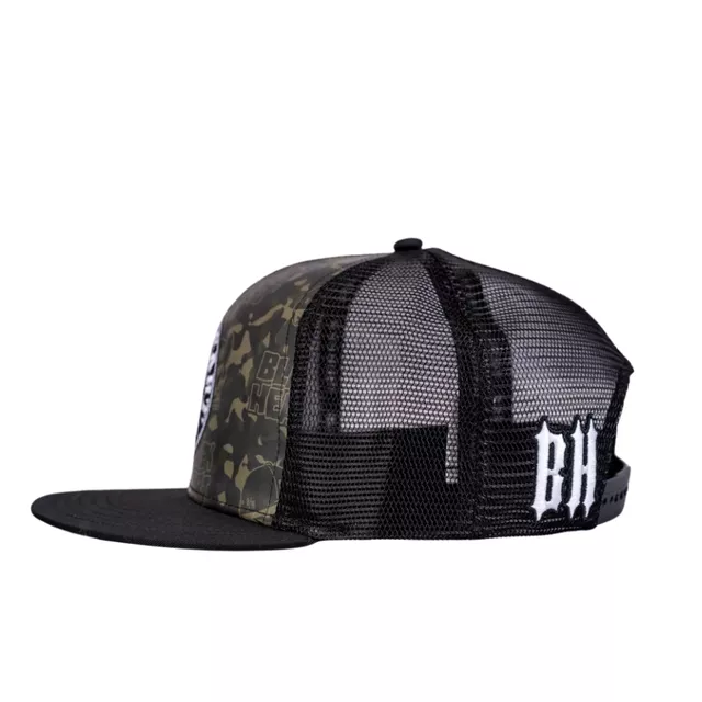 Mütze BLACK HEART Bastard Skull Trucker - khaki-schwarz