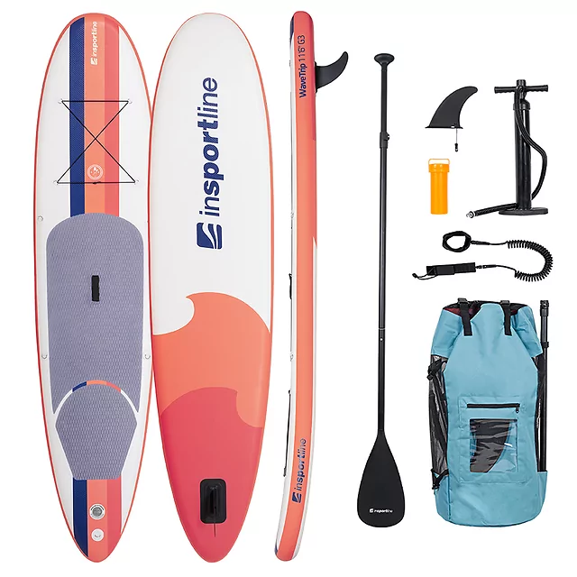 Paddleboard mit Zubehör inSPORTline WaveTrip 11'6" G3 - gelb - korall