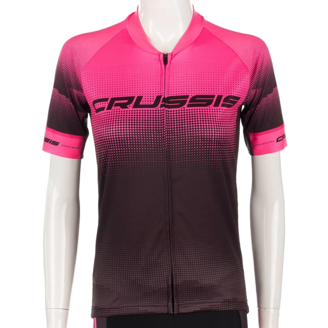 Crussis Damen Radtrikot mit kurzen Ärmeln - schwarz-rosa - schwarz-rosa