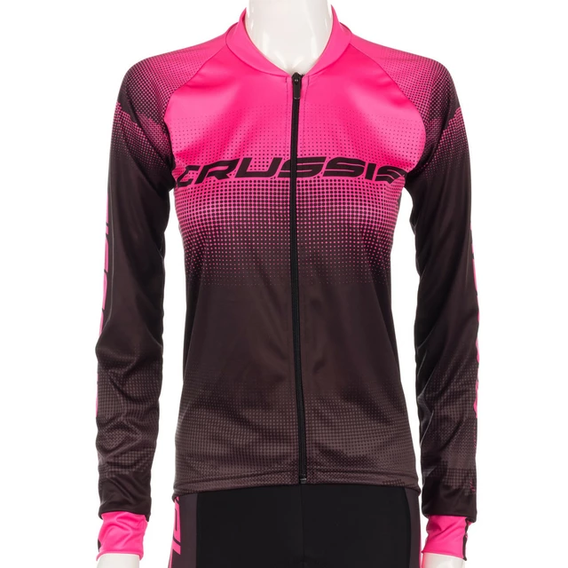 Crussis Damen Radtrikot mit langen Ärmeln - schwarz-rosa - schwarz-rosa