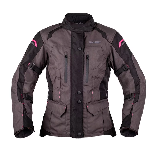 W-TEC Barbata Damen-Motorradjacke - Schwarz-Grau-Rosa - Schwarz-Grau-Rosa