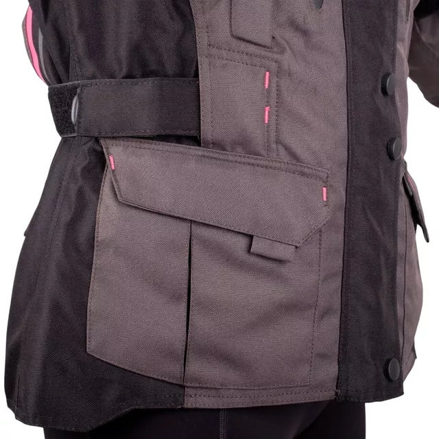 W-TEC Barbata Damen-Motorradjacke - Schwarz-Grau-Rosa