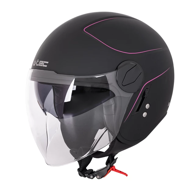 W-TEC Vernante Motorroller Helm - Black Matt-Corsa Red - Rosanero