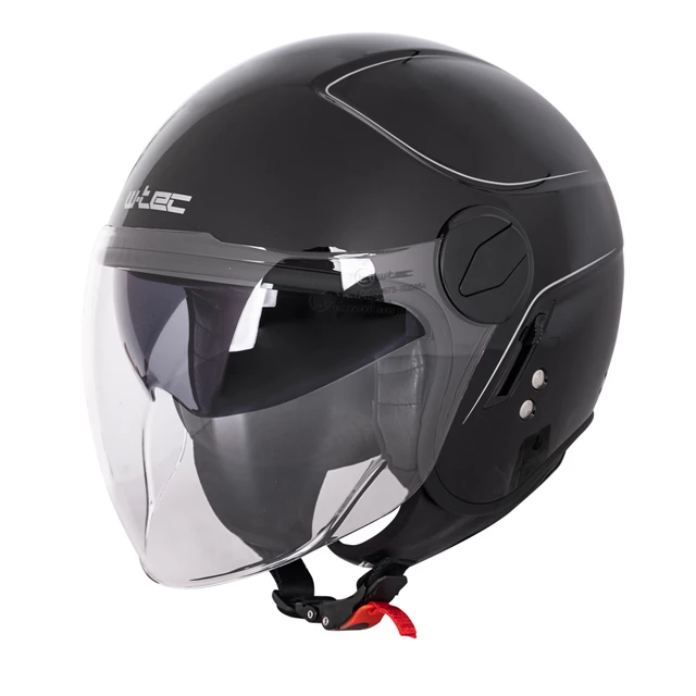 W-TEC Vernante Motorroller Helm - Black Matt-Corsa Red - Glossy Black