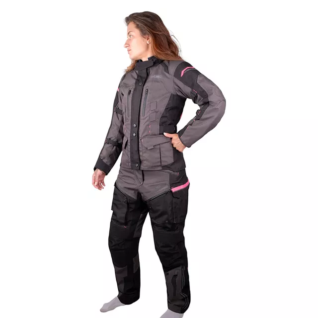 W-TEC Barbata Damen-Motorradhose - Schwarz-Grau-Rosa