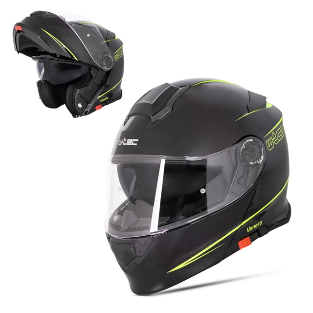 W-TEC Venero Klapphelm - Glossy Black-Neon Yellow - Glossy Black-Neon Yellow