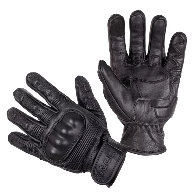 W-TEC Clascado Motorradhandschuhe aus Leder - schwarz - schwarz