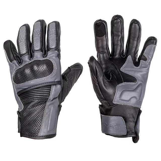 W-TEC Boldron Motorradhandschuhe aus Leder - schwarz-grau