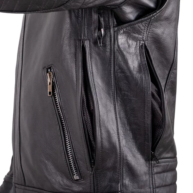 W-TEC Murayo II Leder-Motorradjacke - schwarz