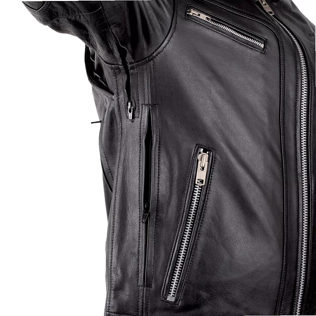 W-TEC Murayo Leder-Motorradjacke - schwarz