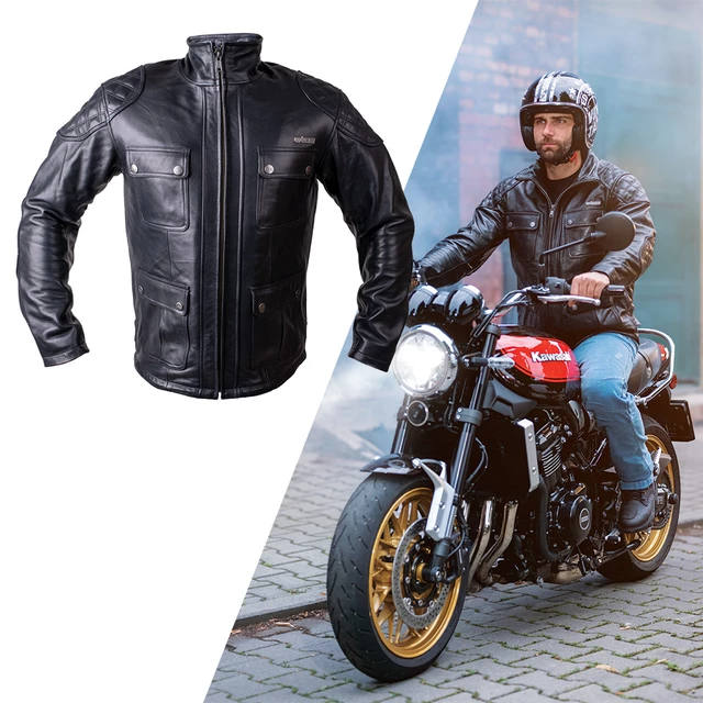 W-TEC Valebravo Leder Motorradjacke - schwarz - schwarz