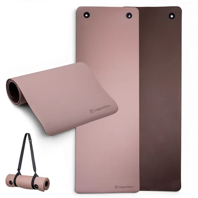 inSPORTline Kikami Trainingsmatte 180 x 61 x 0,8 cm - tmavě zeleno-černá - bamboo beige-hnědá