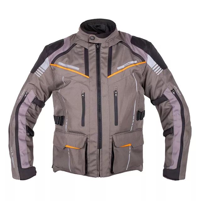 W-TEC Smackton Touring Motorradjacke - schwarz-grün - grau-orange