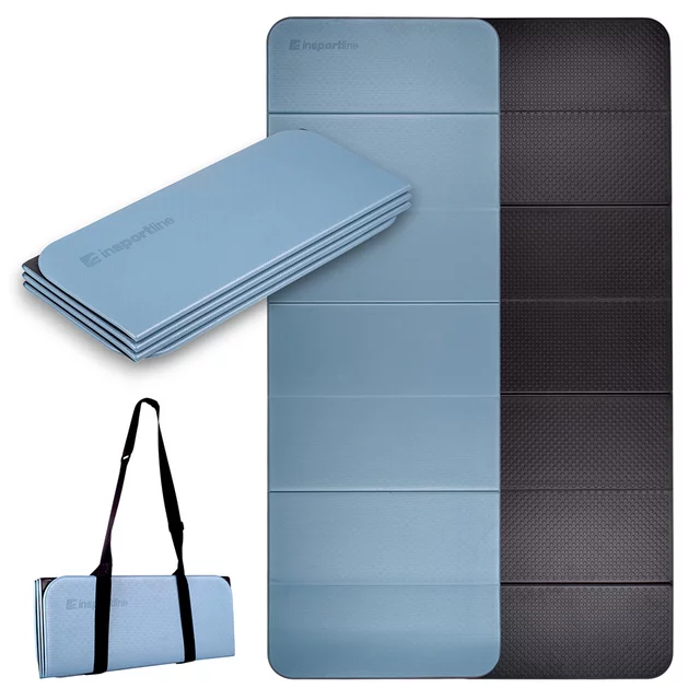 Skládací podložka na cvičení inSPORTline Misette 180x61x0,8 cm - blau-schwarz - blau-schwarz