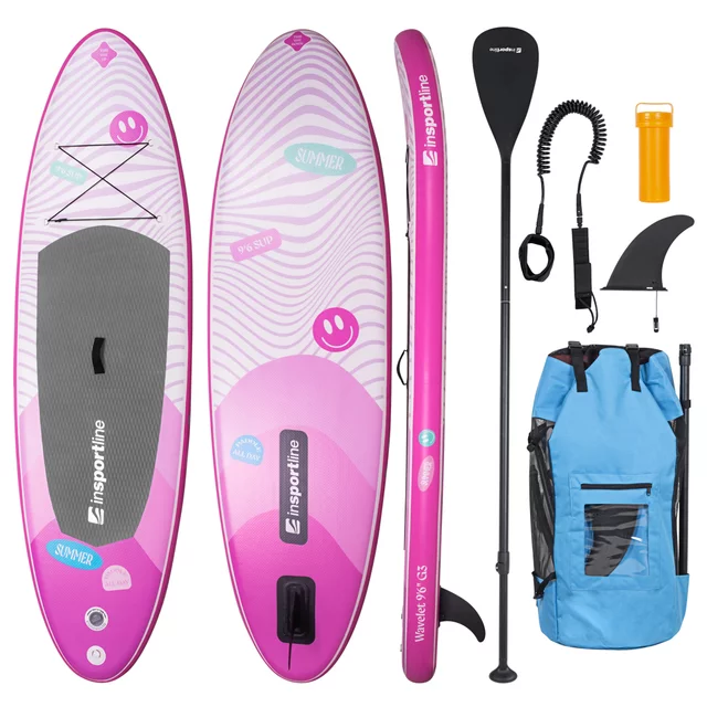 Paddleboard mit Zubehör inSPORTline Wavelet 9'6" - rosa