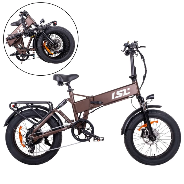 Klappbares Elektro-Fatbike inSPORTline ISL Baxom 20" - Deep Coffee
