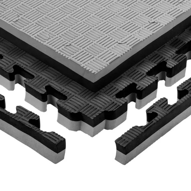 Puzzle-Tatami-Matte inSPORTline Malmeida 100x100x4 cm - šedo-černá, vzor 5 proužků