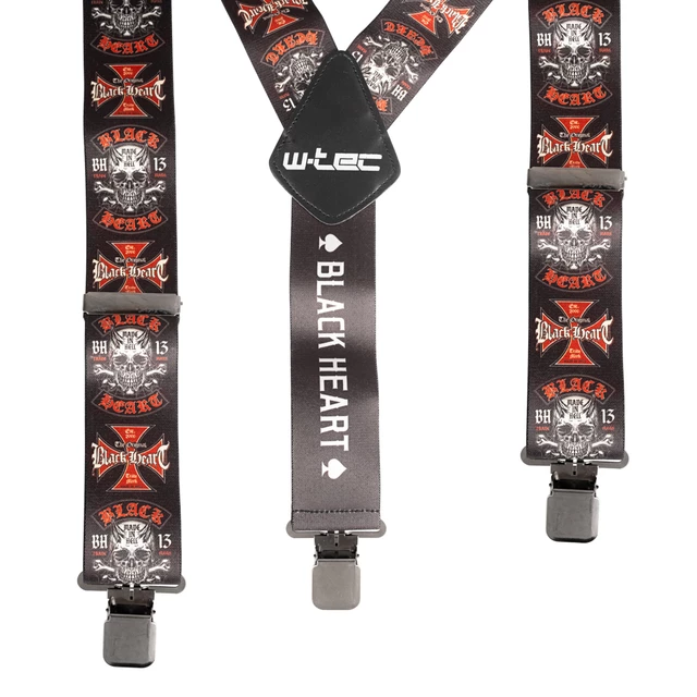 W-TEC Black Heart Suspenders Hosenträger - Warhawk - Cross Skull