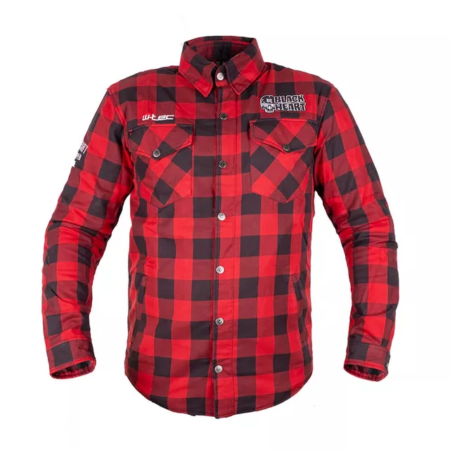 W-TEC Black Heart Rattlesneak Motorradhemd - červeno-černá kostkovaná
