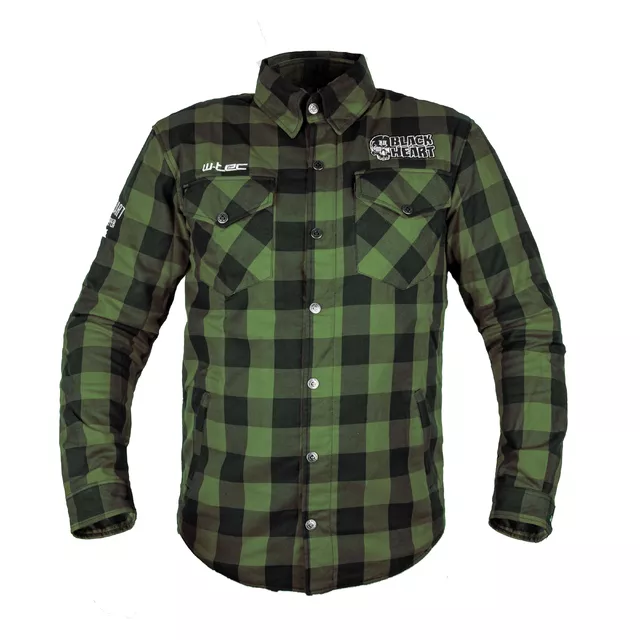 W-TEC Black Heart Rattlesneak Motorradhemd - zeleno-černá kostkovaná