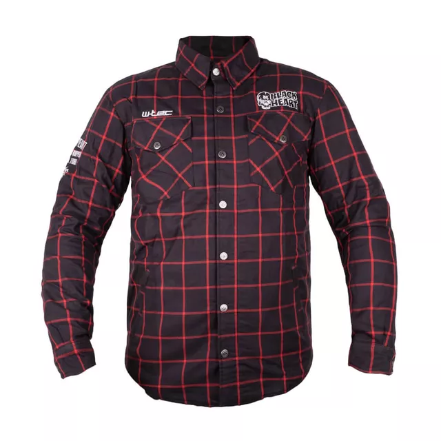 W-TEC Black Heart Rattlesneak Motorradhemd - černá s červeným pruhem