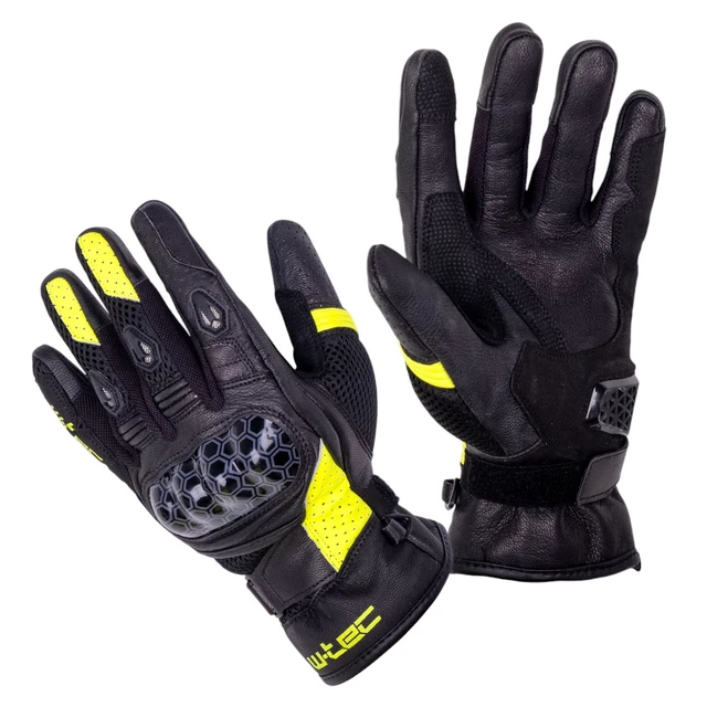 W-TEC Kudavo Motorrad-Handschuhe - schwarz-fluo - schwarz-fluo