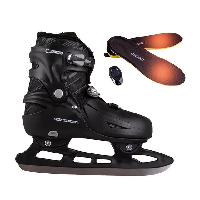 Winterschlittschuhe WORKER Niorto mit beheizten Einlegesohlen Karpatos - schwarz - schwarz