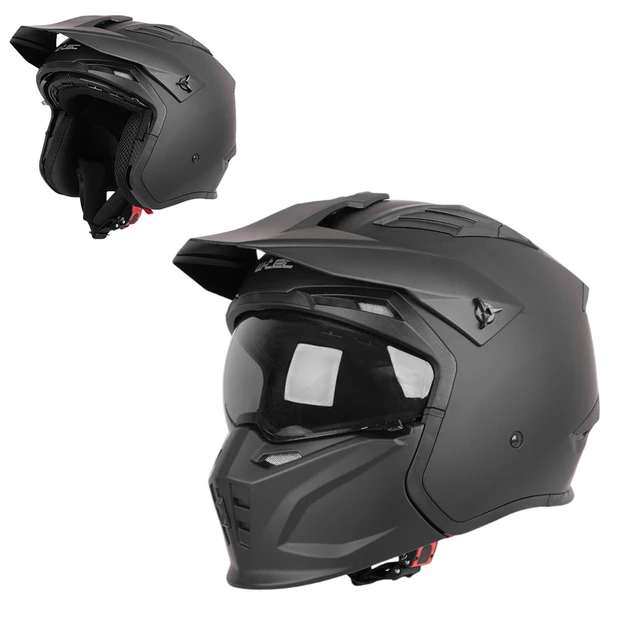 W-TEC Badalone Modular-Helm - mattschwarz - mattschwarz