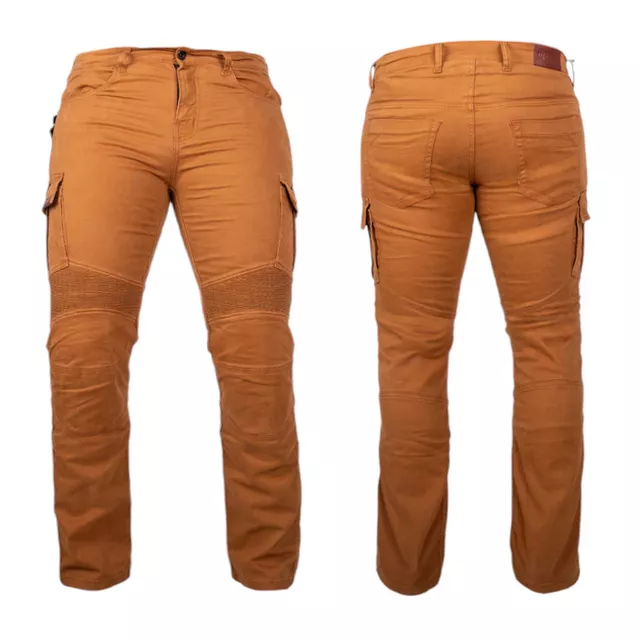 W-TEC Wallbridge Karamell Moto Jeans - karamelová