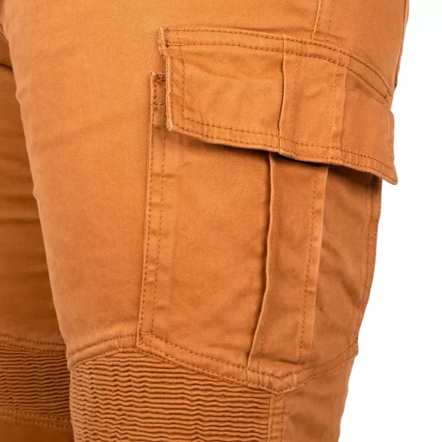 W-TEC Wallbridge Karamell Moto Jeans - karamelová