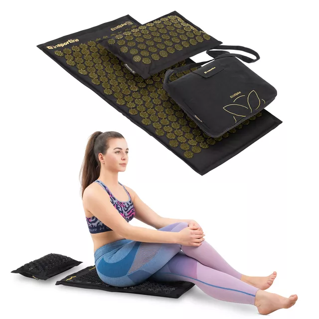 Akupressurmatte und Kissen inSPORTline EcoSpike - Schwarz - Gold