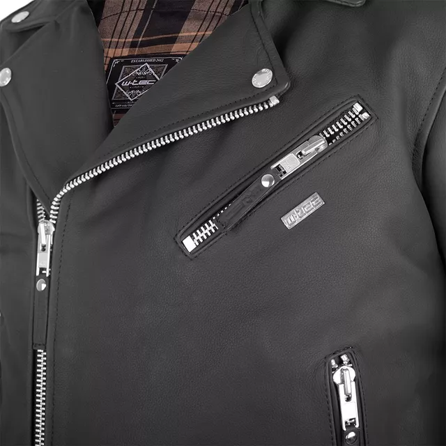 W-TEC Brineo Herren Lederjacke - mattschwarz