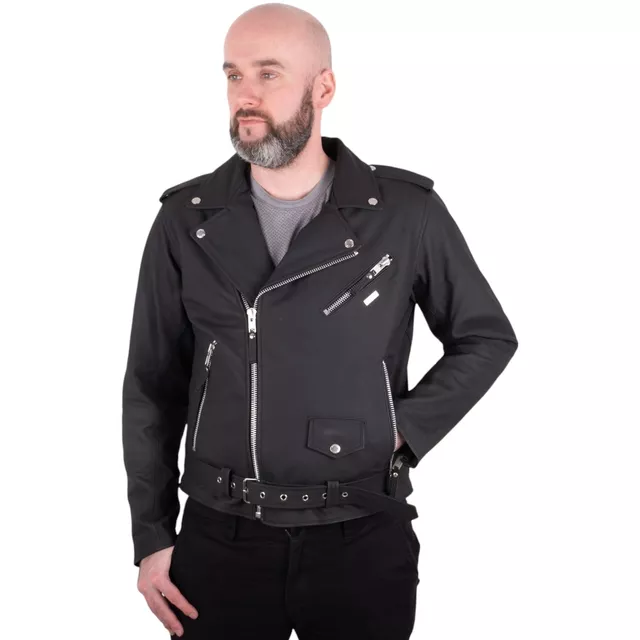 W-TEC Brineo Herren Lederjacke - mattschwarz